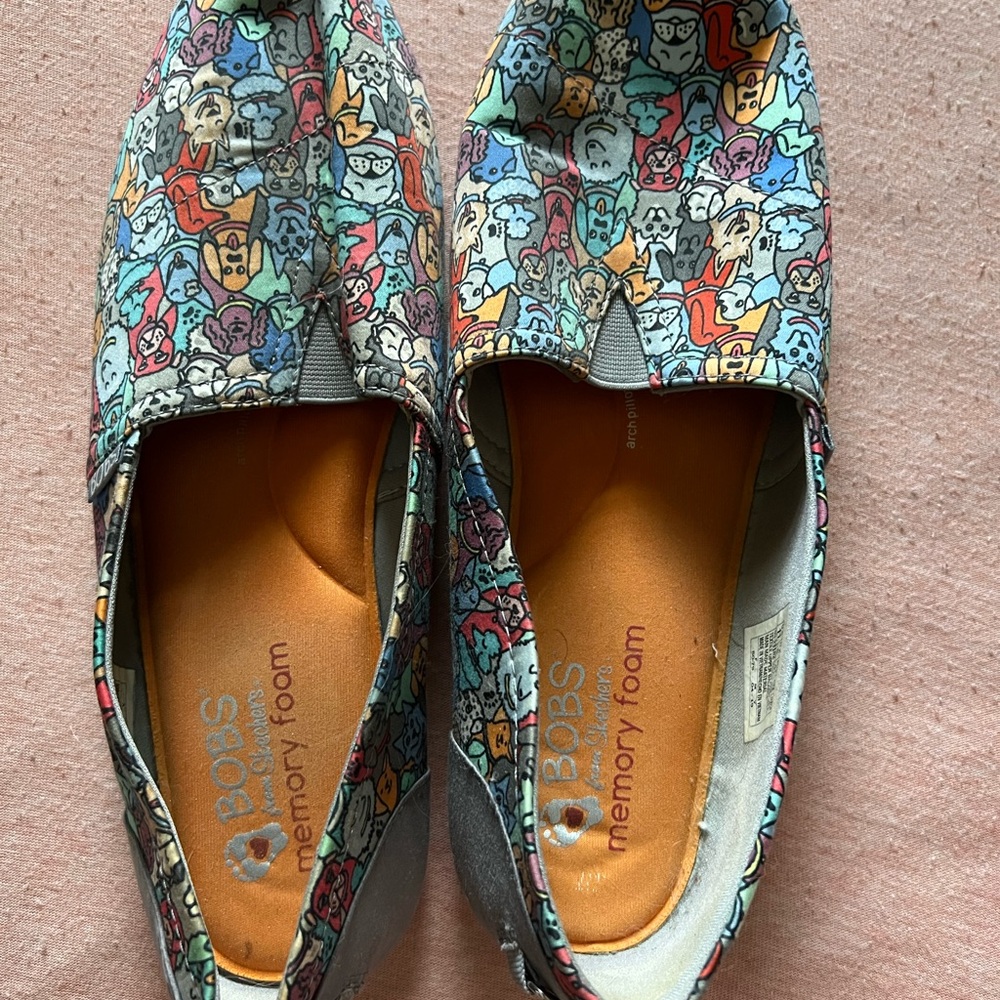 BOBS from Skechers Multicolor Dog Cartoon Flats